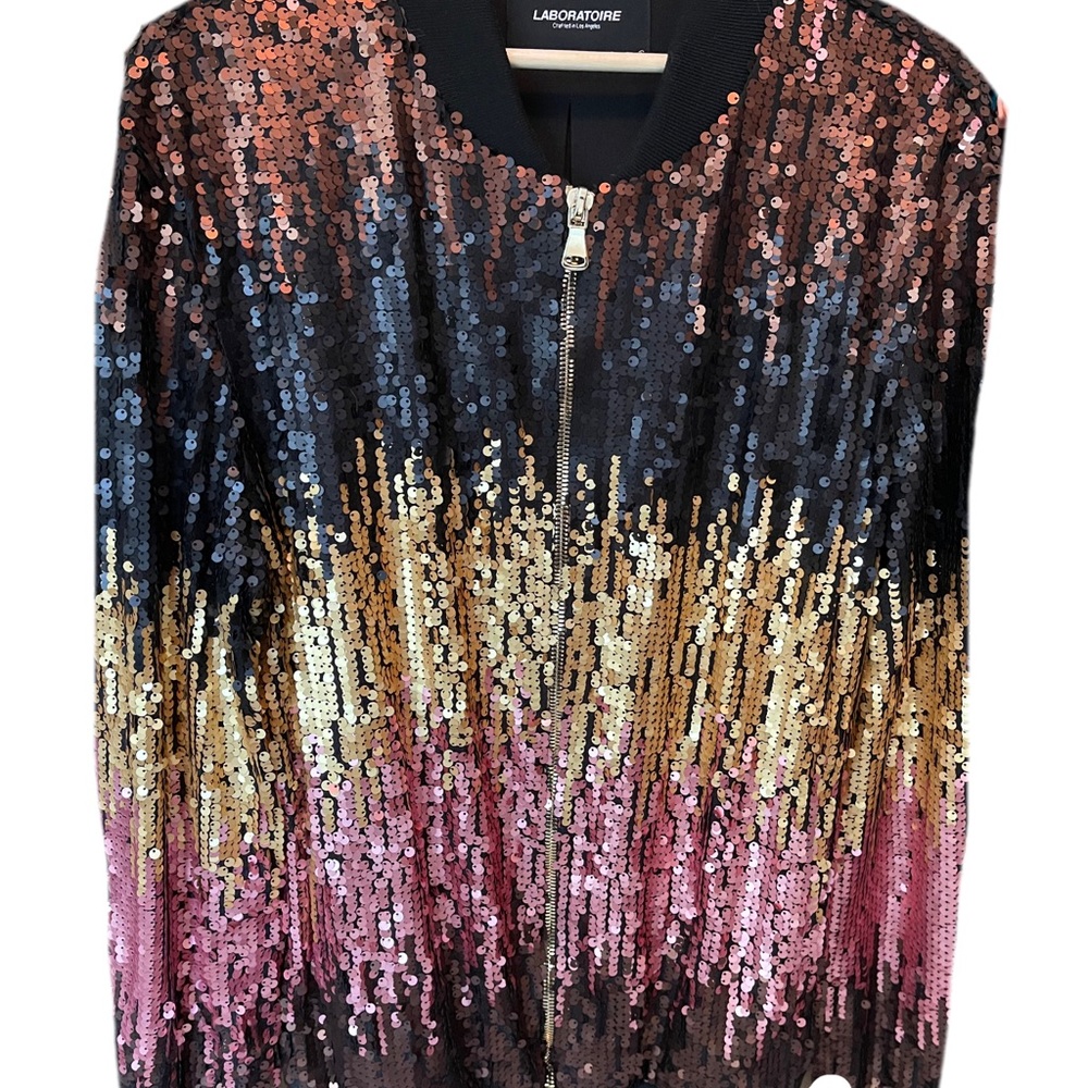 Kash Apparel Sequin Bomber